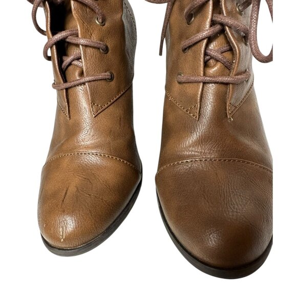 Blowfish Malibu Brown Leather Ankle Lace-Up Boots With Heel & Stitched Detail 10 - Picture 2 of 11
